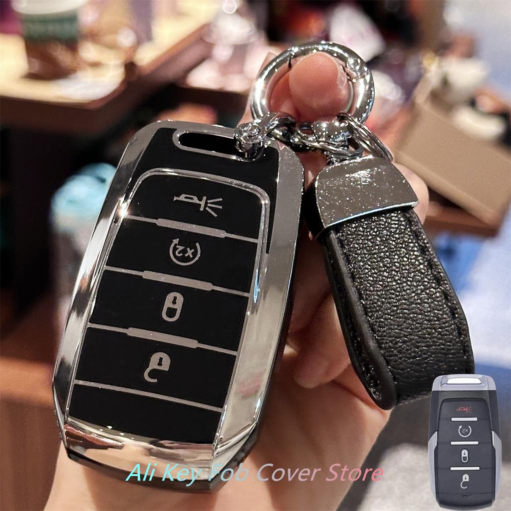 Key Fob Cover with Keychain Lanyard for Jeep 2019-2022 Dodge RAM 1500 2500 3500 4500 5500