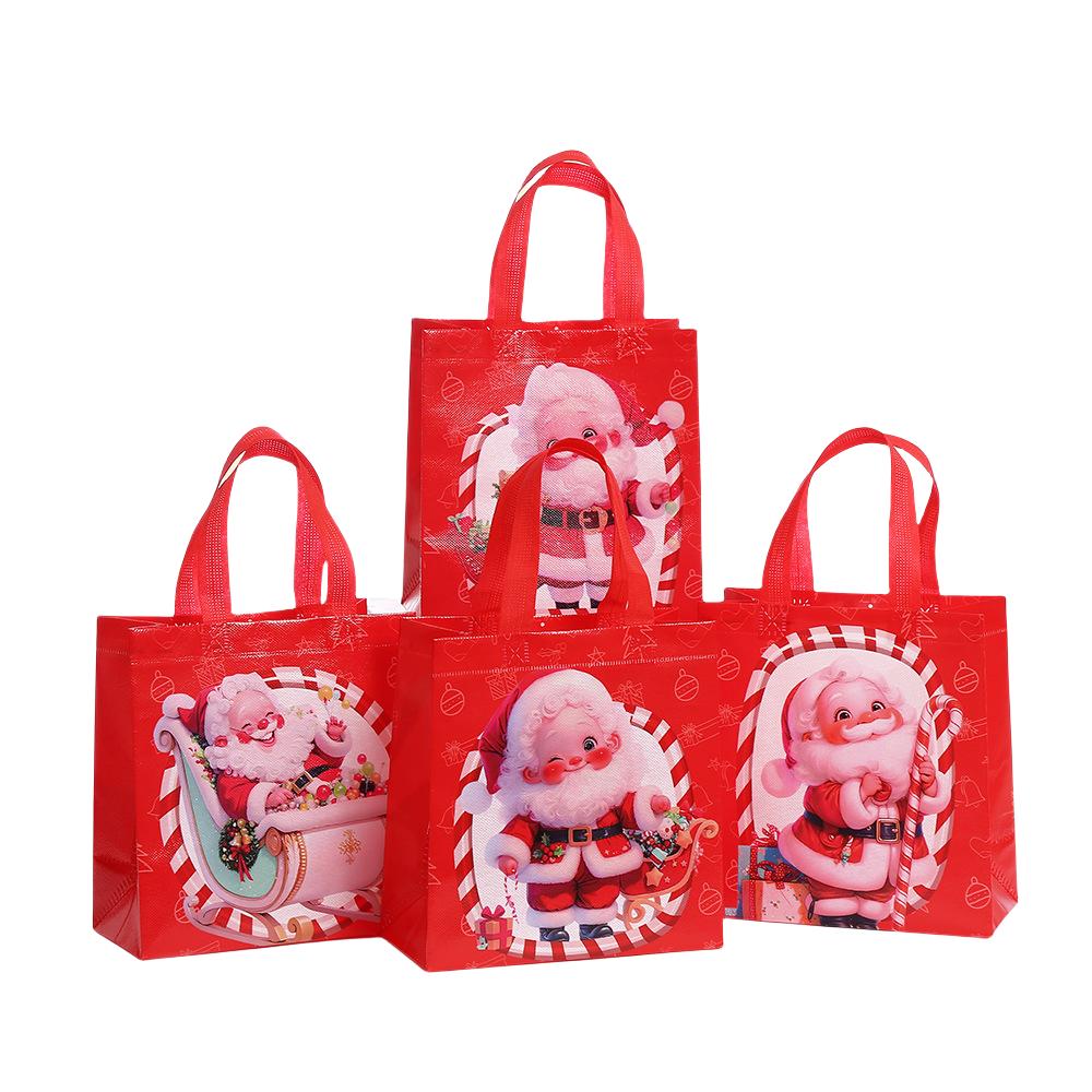 StoBag Santa Claus Christmas Gift Wrapping Bags Luxury Designer Bags Red Candy Holiday Tote Bags for Sweets Kids Party Gift Use