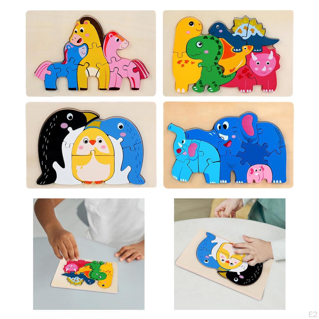 for Toddlers3 4 5 Years Old, Colorful Wood Peg Puzzles, Animal Shape Educational Toddler Learning