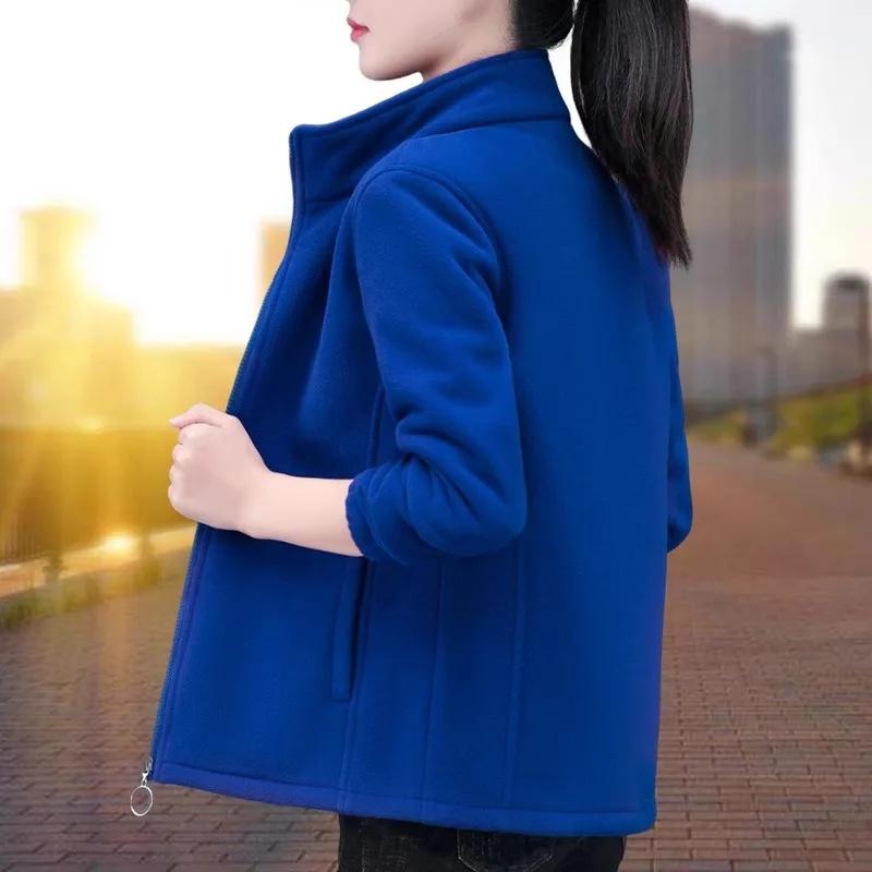 Women's Thickened Fleece Jacket Double-Sided Velvet Inner Coat Spring Autumn Winter New Style Casual Comfortable Outerwear