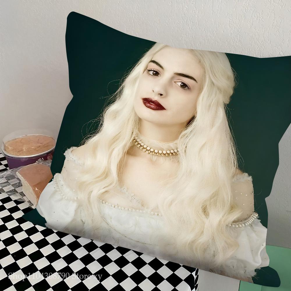 Anne Hathaway Pillow Case Square Pillow Bedroom Sofa Leisure Comfort Cushion Car Living Room Home Decoration