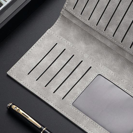 Erkek Bifold Cüzdan Çoklu Kart Yuvalı Uzun Cüzdan Kredi Kartı Tutucu Günlük veya İş Kullanımı için Kimlik Pencereli El Çantası