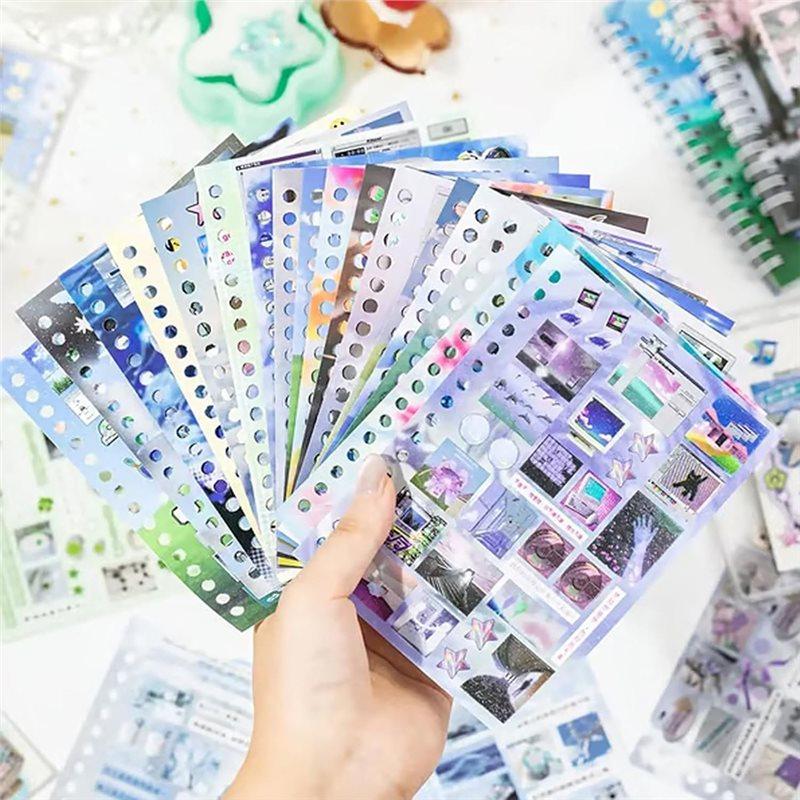 Dreaming Of Retro Style Sticker Book, 30-Page Japanese Retro Dreamcore Sticker With Frosted Glitter,A