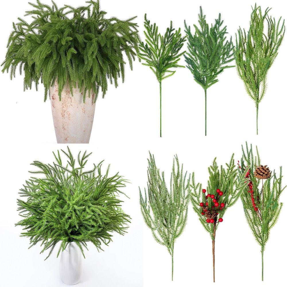 Plastic Artificial Norfolk Pine Branches DIY Wreath Christmas Pine Stem Christmas