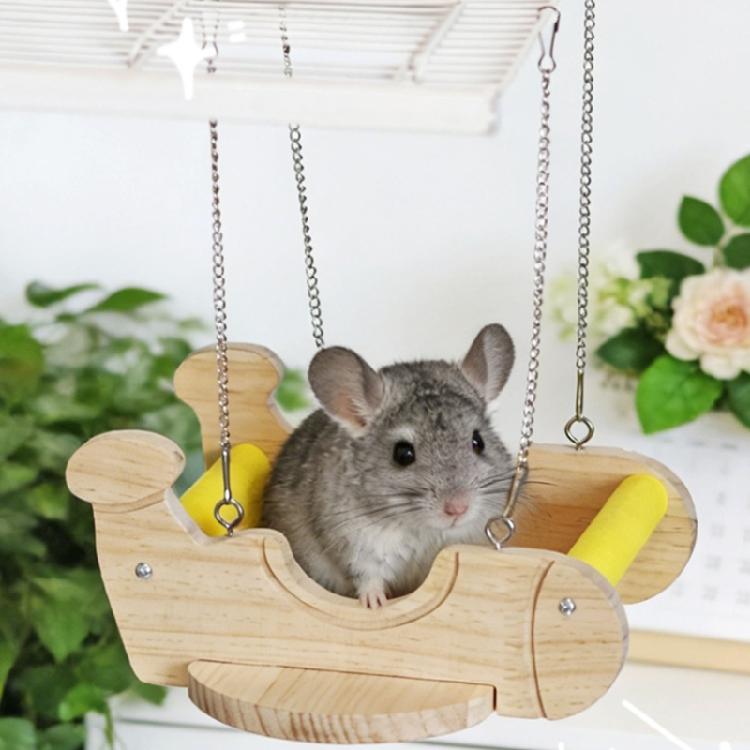 Natural Wooden Small Pet Swing Hammock Chew Proof Hanging Bed Toy For Chinchilla Cage Exercise Entertainment Activity