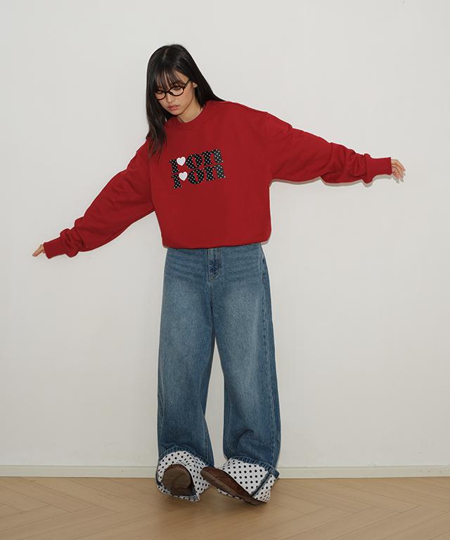 RONRON Dot Logo Sweatshirt Red