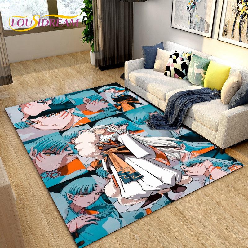 Inuyasha Japan Anime Cartoon Bereich Teppich, Teppich Teppich für Wohnzimmer Schlafzimmer Sofa Fußmatte Dekoration, Kinder spielen rutschfeste Bodenmatte