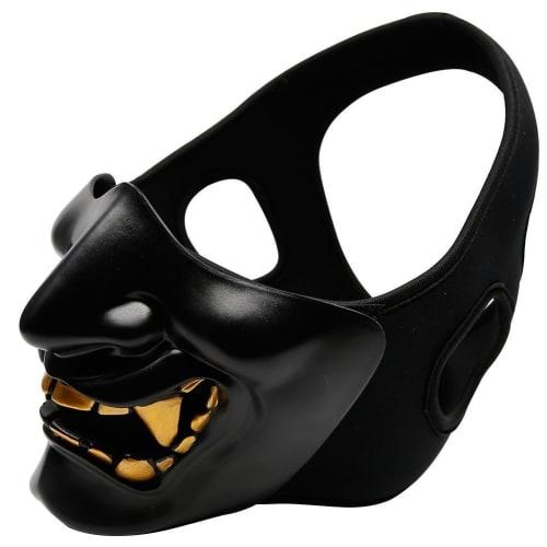 ATAIRSOFT Hannya Mask, Half Face Guard for Airsoft, CS Field Battles, Parties, Plays, Cosplay, Military Combat, and more (Black)
