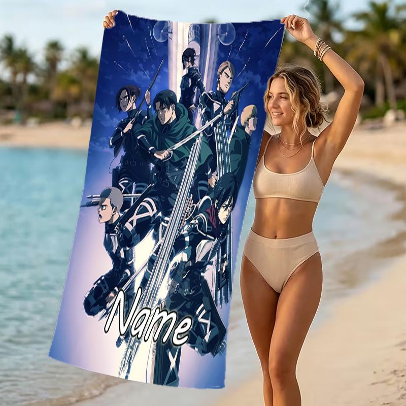 Customizable personalized beach towels Attack on Titan themed designs.Suitable for the beach, yoga, sports;ideal as beach accessories