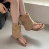 Fashion Fashion Flock Women Ankle Boots Shoes Female Flip flops New 2025 Open Toe Ladies Sandals Booties With Height Increasing Footwear