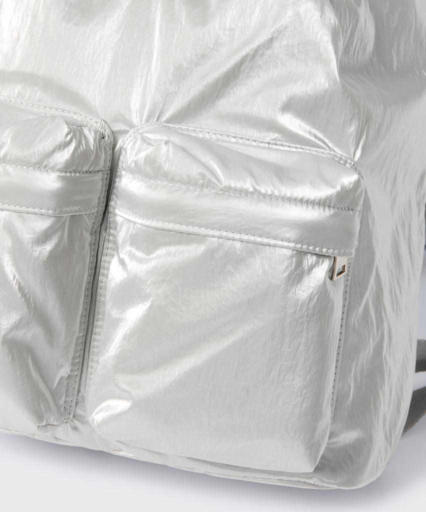 Musinsa Standard Woman Shiny Flap Mini Backpack [Silver]
