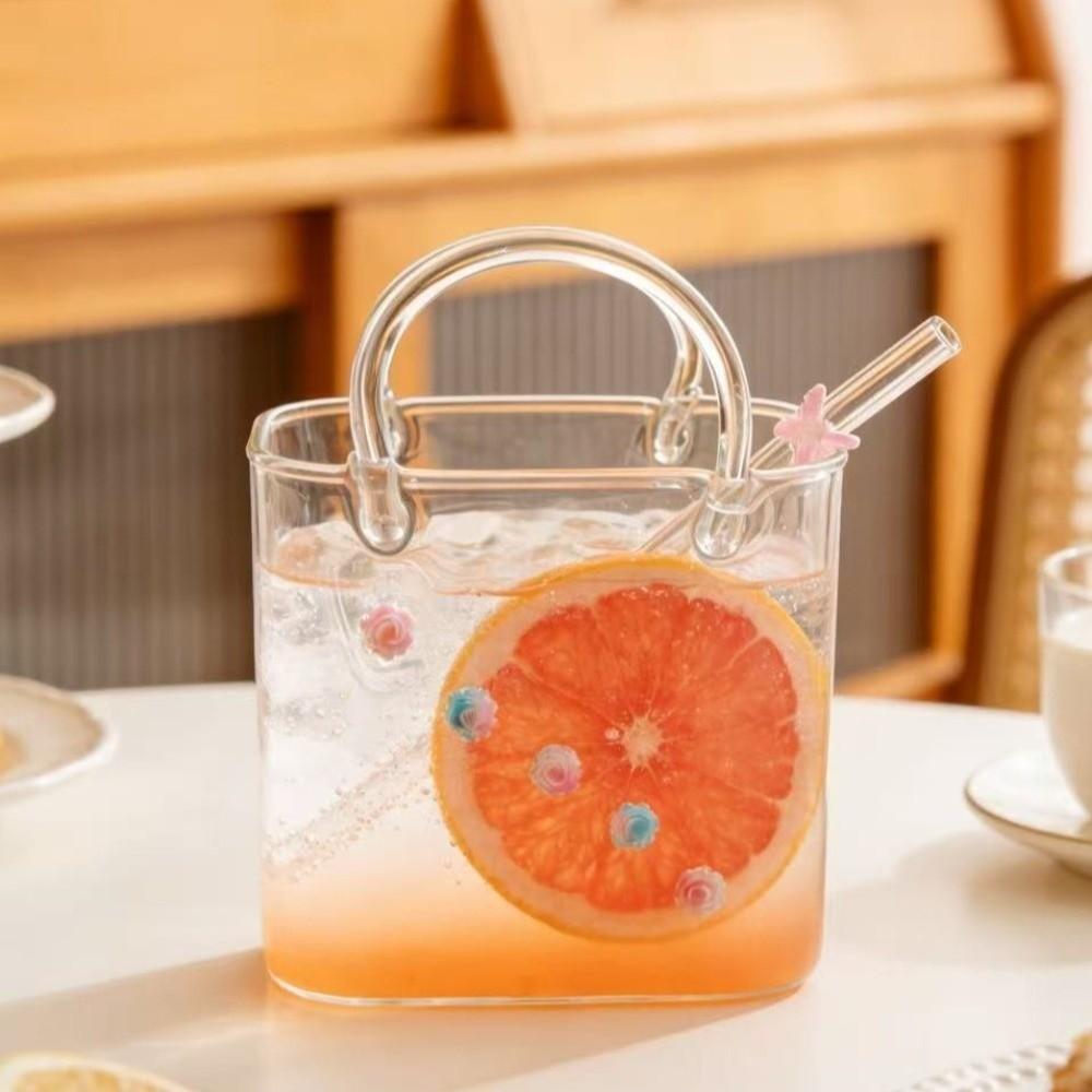with Straw Handbag Glass Cup Novelty Fruit Wine Glass Creative Cocktail Glasses  Office Table Decor