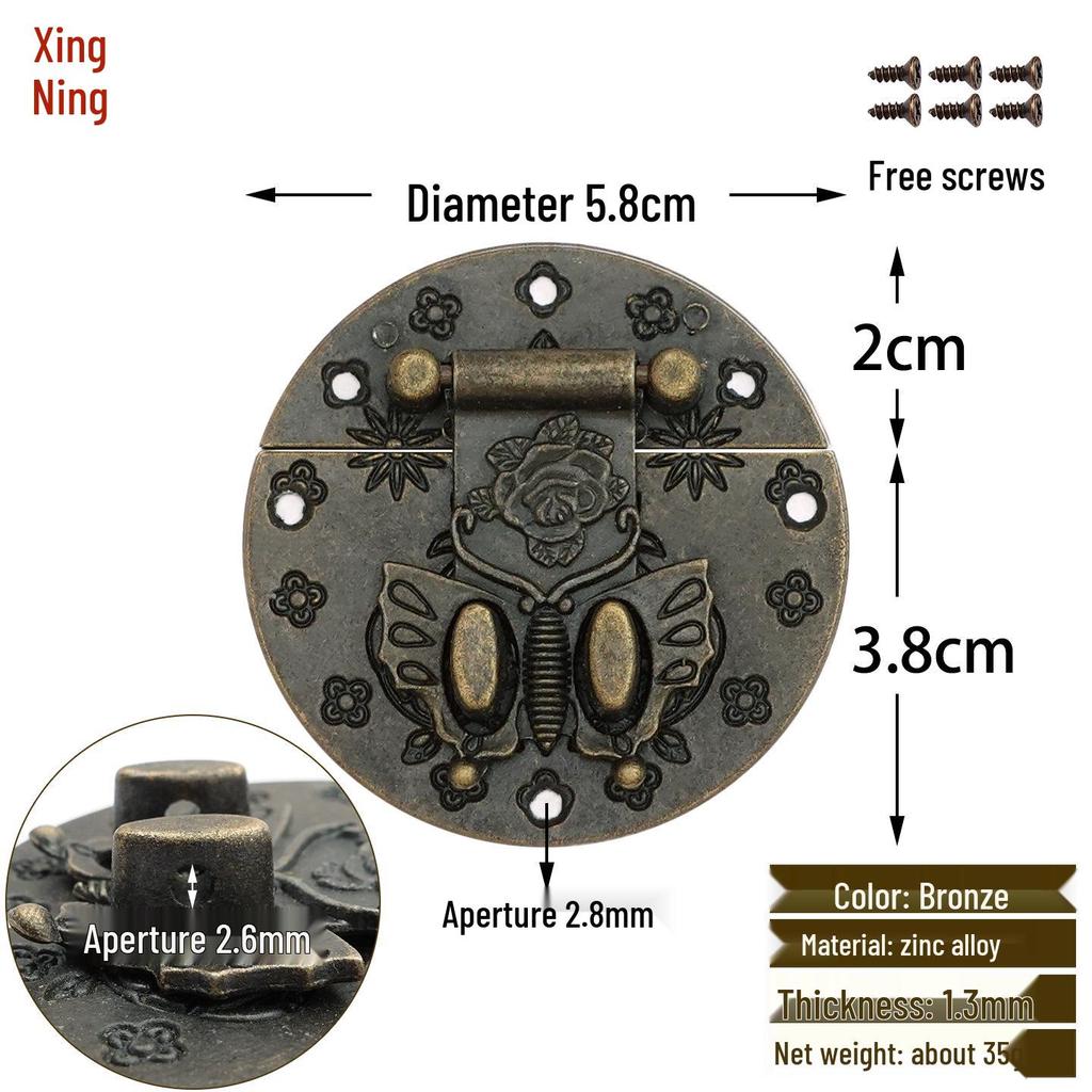 Retro Wooden Box Butterfly Buckle Padlock