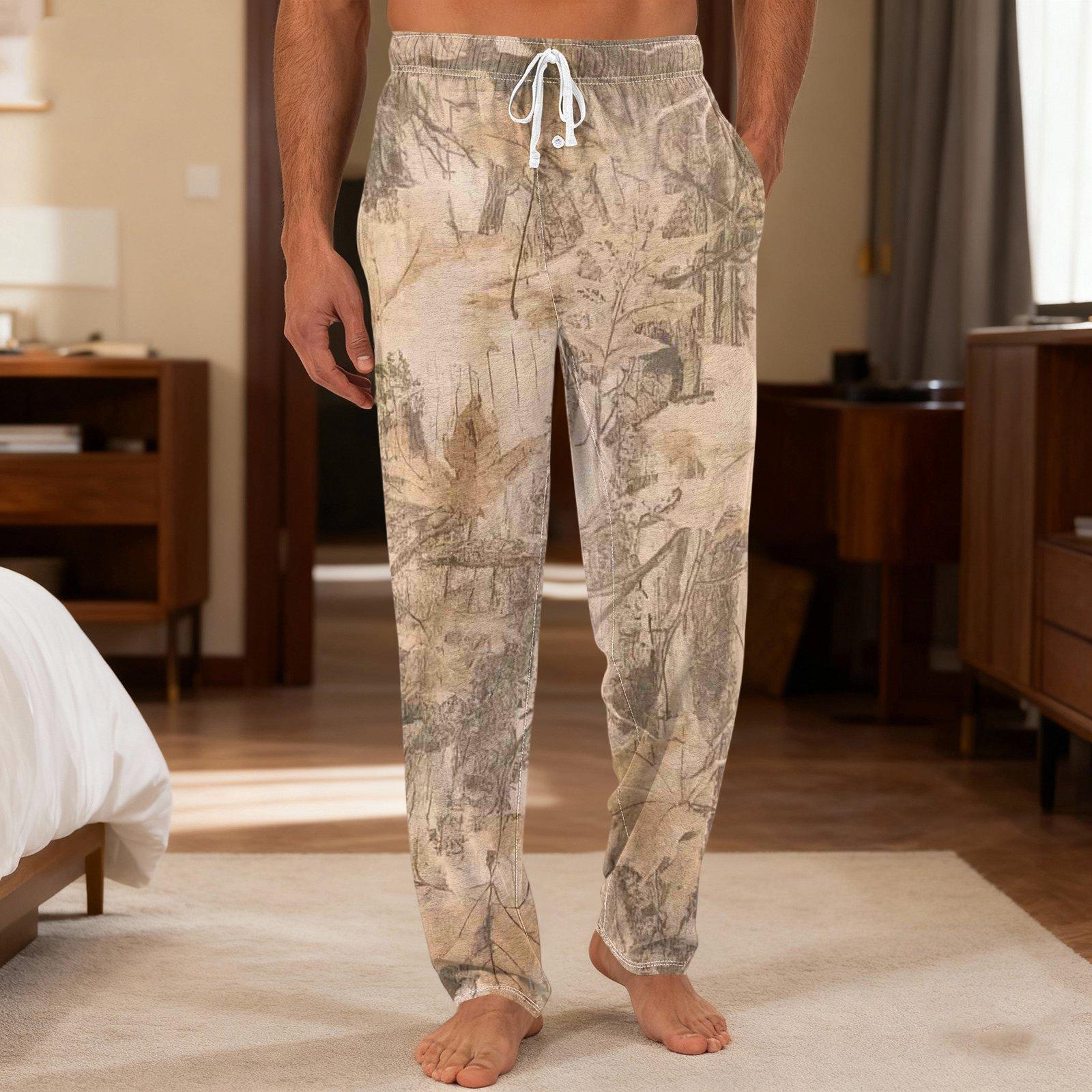 

Чоловічі повсякденні штани з кишенями на кулісці, штани для дому та сну XL жовтий