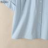ZANZEA Women Casual Turn Down Collar Summer Half Sleeve Blouse