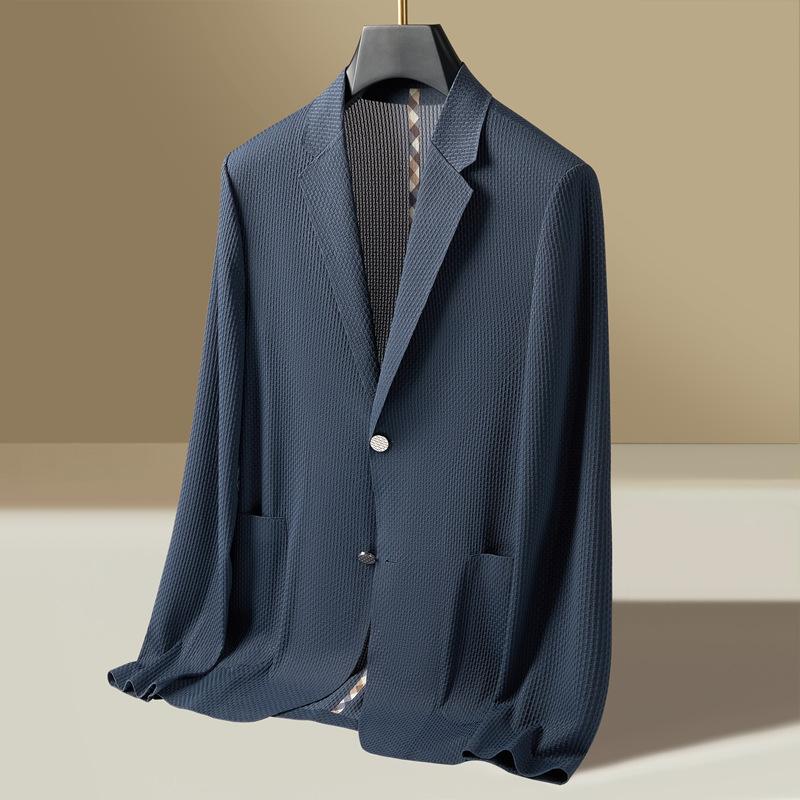 Spring and Summer New Single Western Jacket Men's Thin Top Elastic Casual Suit Sunscreen Suit