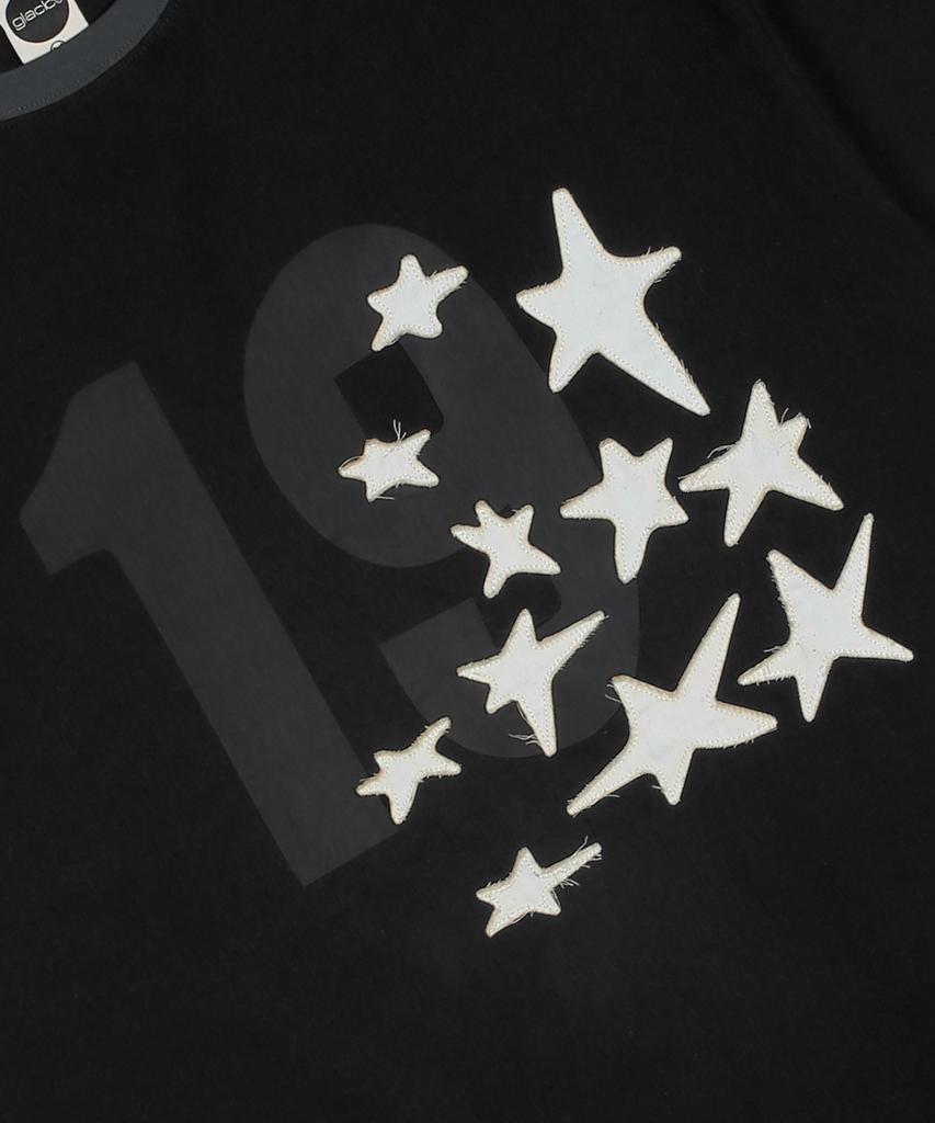 GLACK Gt124 Numbering Star Applique T-Shirt (Black)