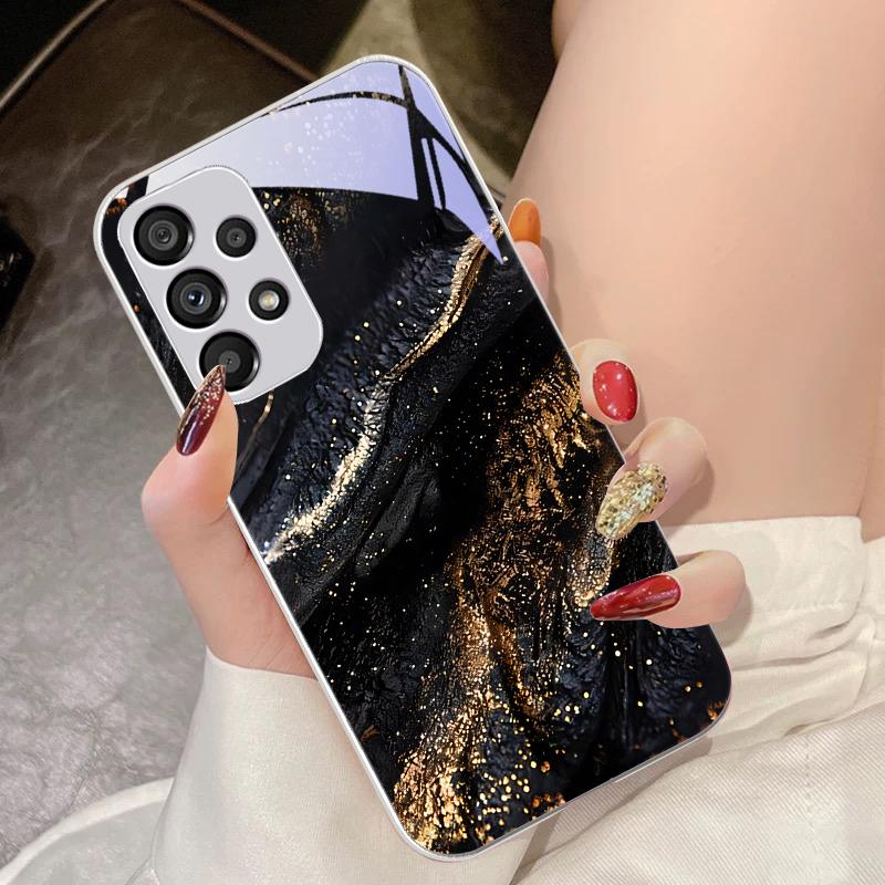 Dark Gilded Black For Samsung Galaxy S10 4G S20 11E 30 S21 21Fe 22 S24 Pro S23 Ultra 5G S8 S9 Tempered Glass Phone Case