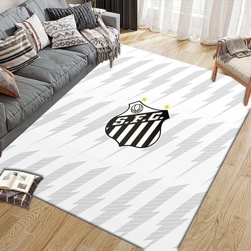 Santos FC Flannel Pattern Square Carpet,Area Rug,Carpet Rug for Living Room Bedroom Sofa Playroom Decor,Non-slip Floor Mat