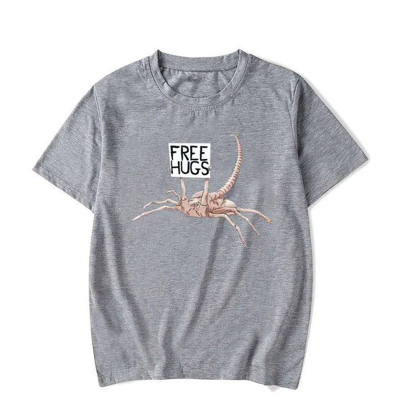 Free Hugs Funny Facehugger Aliens T-Shirt Harajuku T Shirt Comfortable Hip Hop Design Top T-Shirts Graphic Summer Streetwear Y2K
