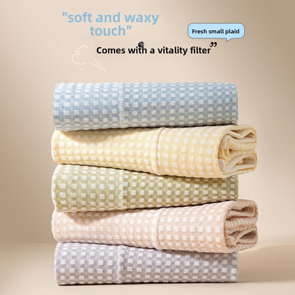 Ladies Spring and Autumn Check Pattern 10A Antibacterial Extended Crotch Belly Lift Hip High Waist Triangle Briefs