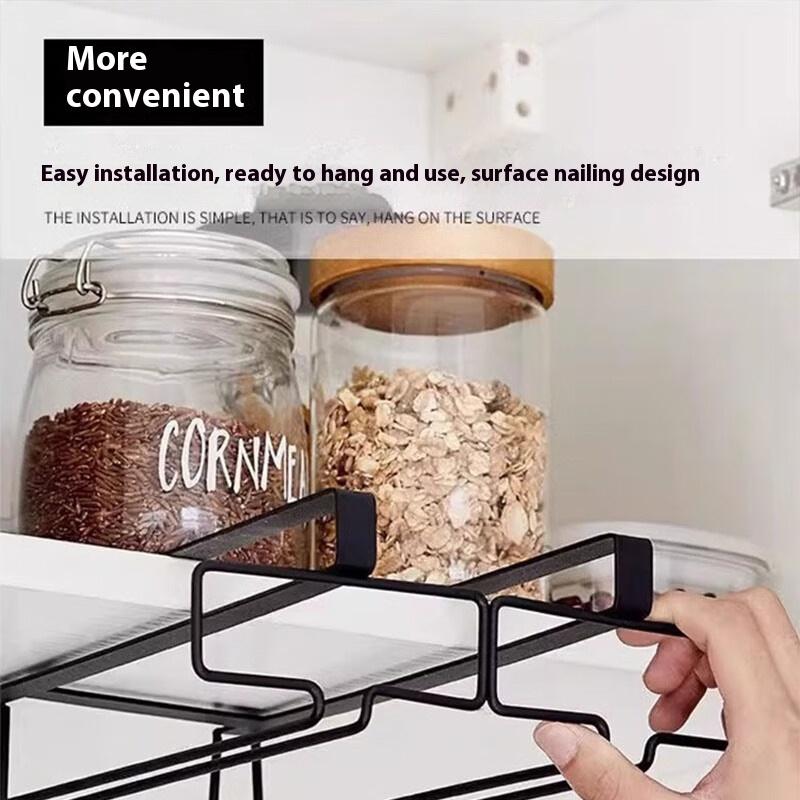 No Drilling Metal Wine Glass Holder - Stemware Rack For Under Cabinet Storage Kitchen Organization Kitchen/Bar Storage Supplies