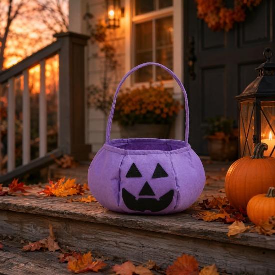 Halloween Pumpkin Candy Bag for Kids Reusable Non-Woven Trick or Treat Bucket Pumpkin