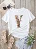 Custom Name Letter Combination Fashion Women T-shirt Floral Letter Font A B C D E F G Short Sleeve Tops White T-shirt