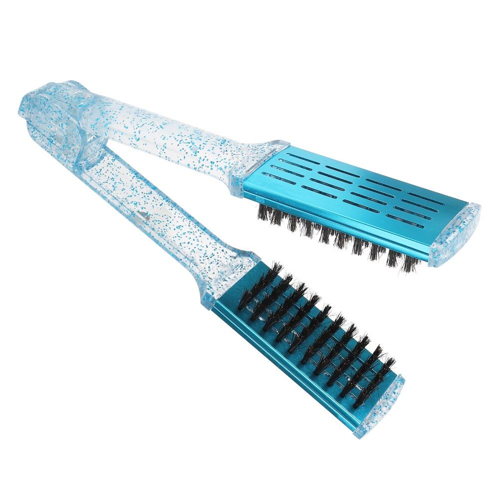 Multifunction Hair Straightener Clamp Brush Blue Hair Straightening Splint Comb Salon Use