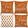 4pcs Fall Pillow Covers Farmhouse Thanksgiving Decorations Hello Pumpkin Maple Leaf Orange Polka Dots Fall Outdoor Decorative Throw Pillow Covers Autu