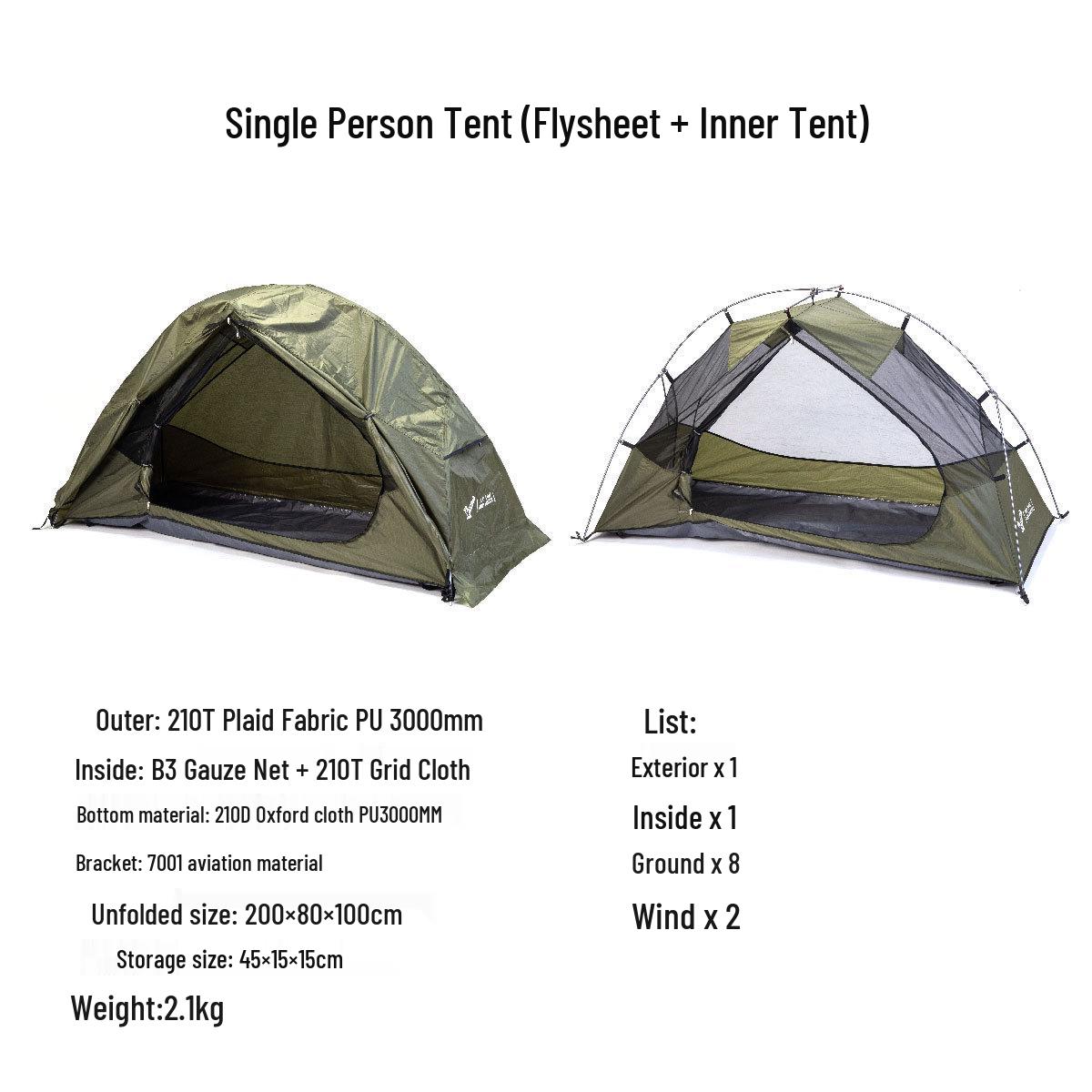 Wujie Camping Ultra-Light Single Person Folding Hiking Tent 1 Person