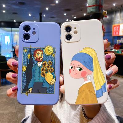 Van Gogh Sternenkunst Ästhetische Quadratische Flüssigsilikon Handyhülle Für iPhone 14 11 12 13 Pro Max Mini X XS XR 7 8 Plus SE2 Hülle