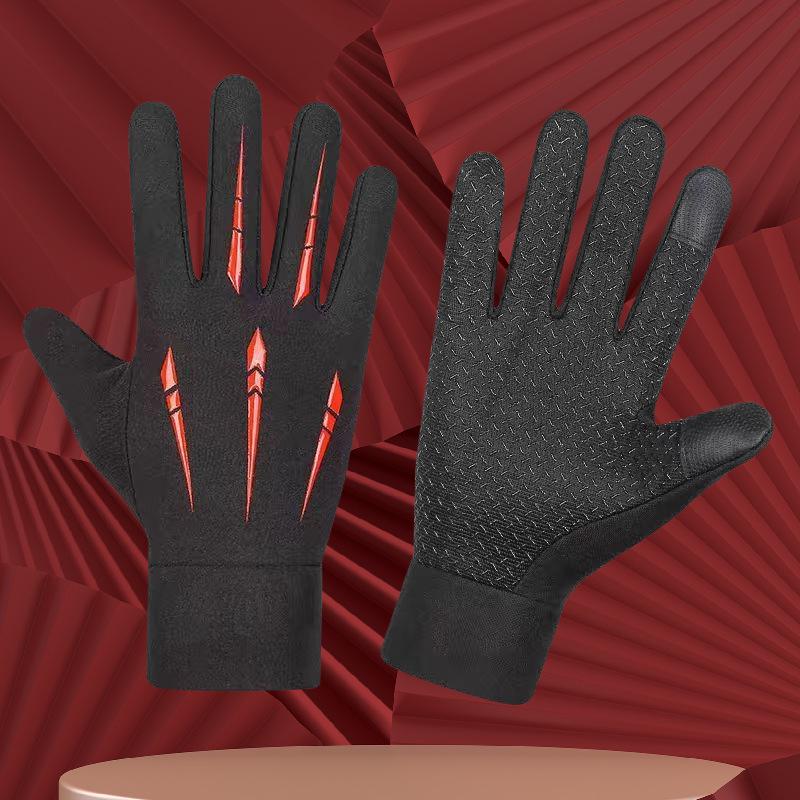 

Men s Winter Cycling Gloves: Thickened, Velvet Lined, Windproof for Outdoor Sports, Motorcycle, Mountain & Electric Bike Protection One Size червоний
