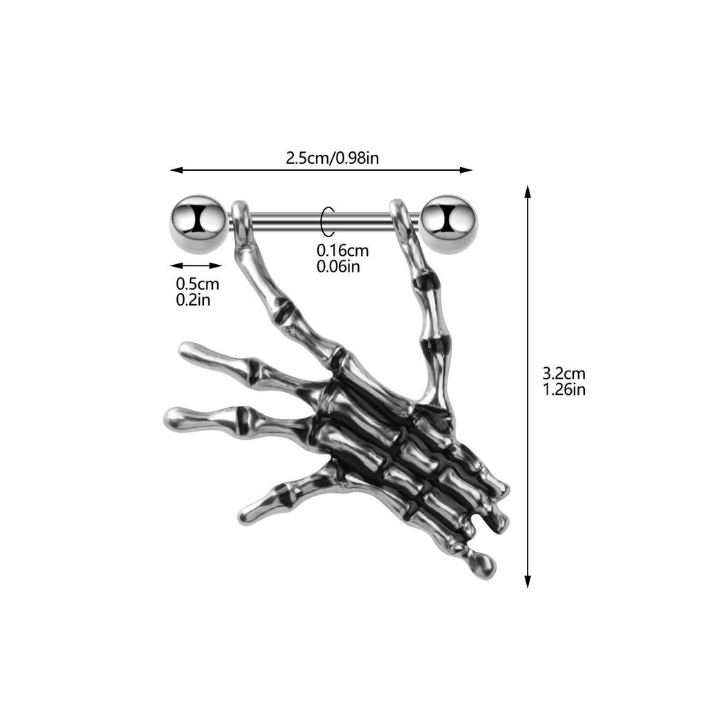 Edelstahl Schädel Hand Nippelringe: Sexy Piercing Schmuck