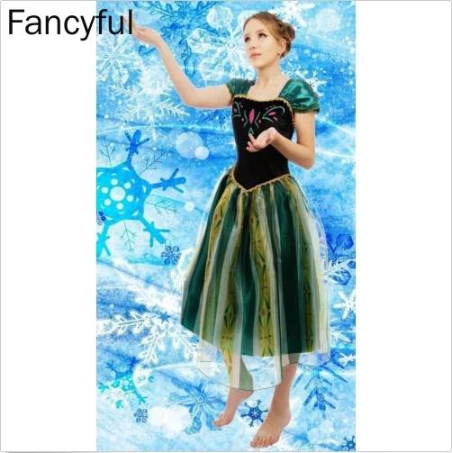 Adult Princess Dress Anna Cosplay Dress Performance Dresses Birthday Party Costume Halloween Carnival Dress Vestidos