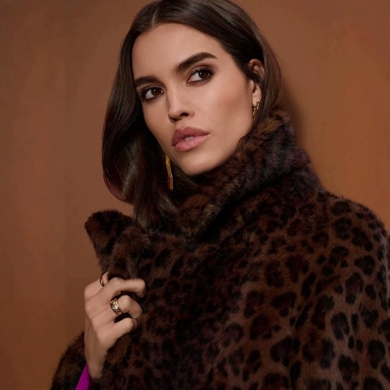 Leopardmønstret Faux Fur Frakke Dame Oversized Dobbeltknappet Blazer Krave Mellemlang Varm Vinter Ydertøj