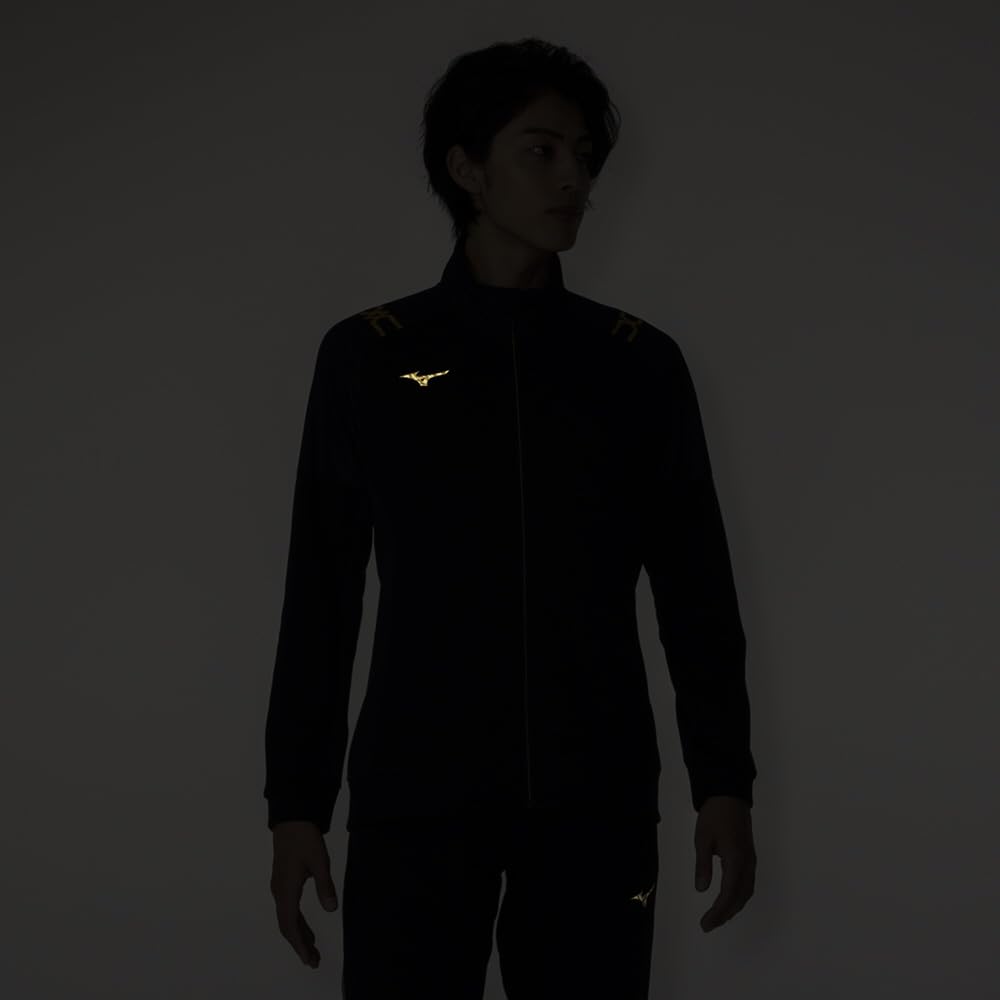 Mizuno Soft Dry Knit Hybrid Dress Size M Men's Jacket, Sweat-Wicking, Quick-Drying, Warm-Up Jersey, Navy, (32MCB001)