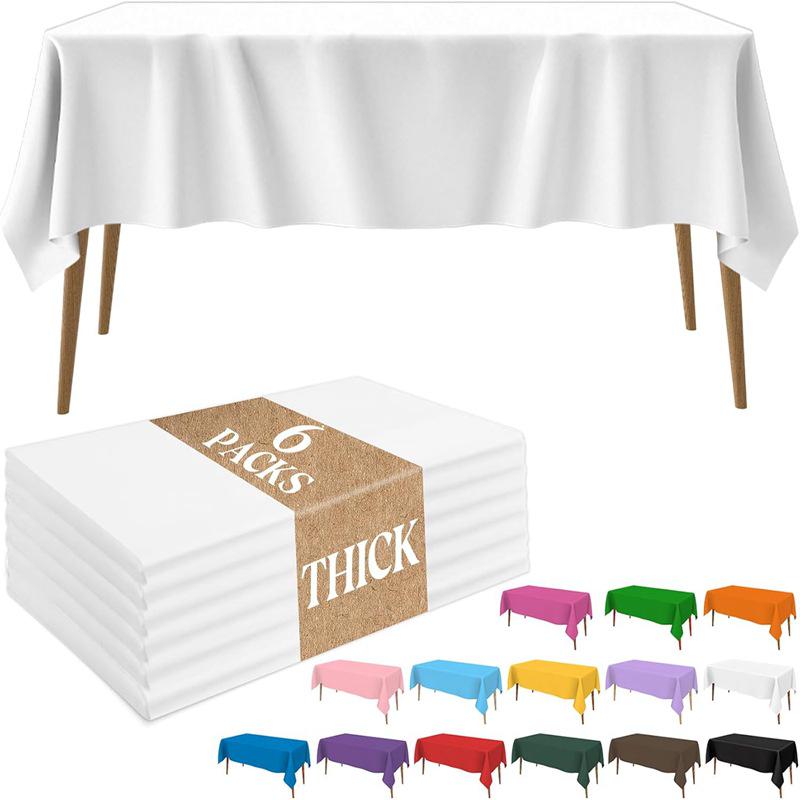 Thick Waterproof Disposable Plastic Tablecloth - Oil & Leak-Proof for Parties and Outdoor Dining