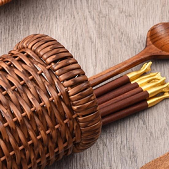 Rustikaler Stäbchenhalter aus geflochtenem Kunst rattan Küchenutensilien-Organizer Besteckaufbewahrungsbehälter für Küchenarbeitsplatte Esstisch Organisation