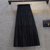 Gonna a ruota Vita alta Casual Snellente Gonna a strati Vestito versatile di media lunghezza Giovanile Donna Nuovi Arrivi Abbigliamento Dolce Nero Tendenza