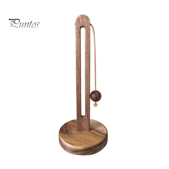 Kitchen Countertop Paper Towel Holder with Anti-Slip Weighted Wooden Base Easy To Install Standing Paper Towel Roll Stand