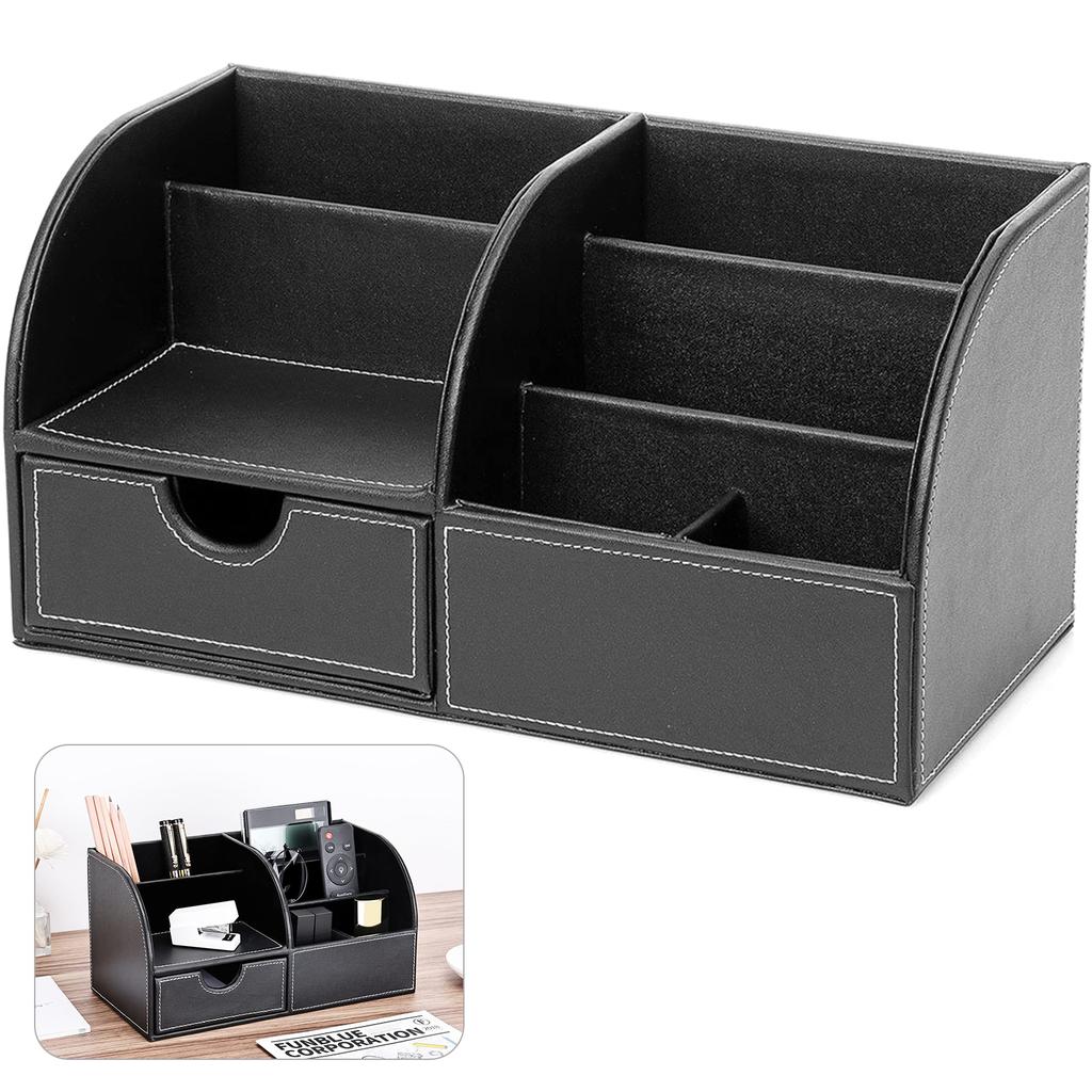 PU Leather Desk Organizer Pencil Holder Office Supplies Caddy Stationery Holder for Home School and Office Supplies