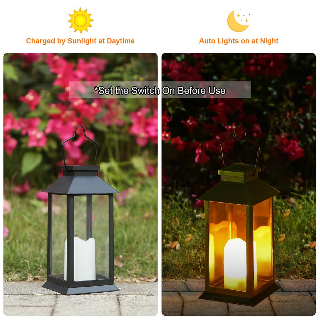 Tomshine Solar Powered Lantern Lights with LEDs Flameless Candle Outdoor Garden Hanging Lanterns Decorative for Table Backyard Party Garden