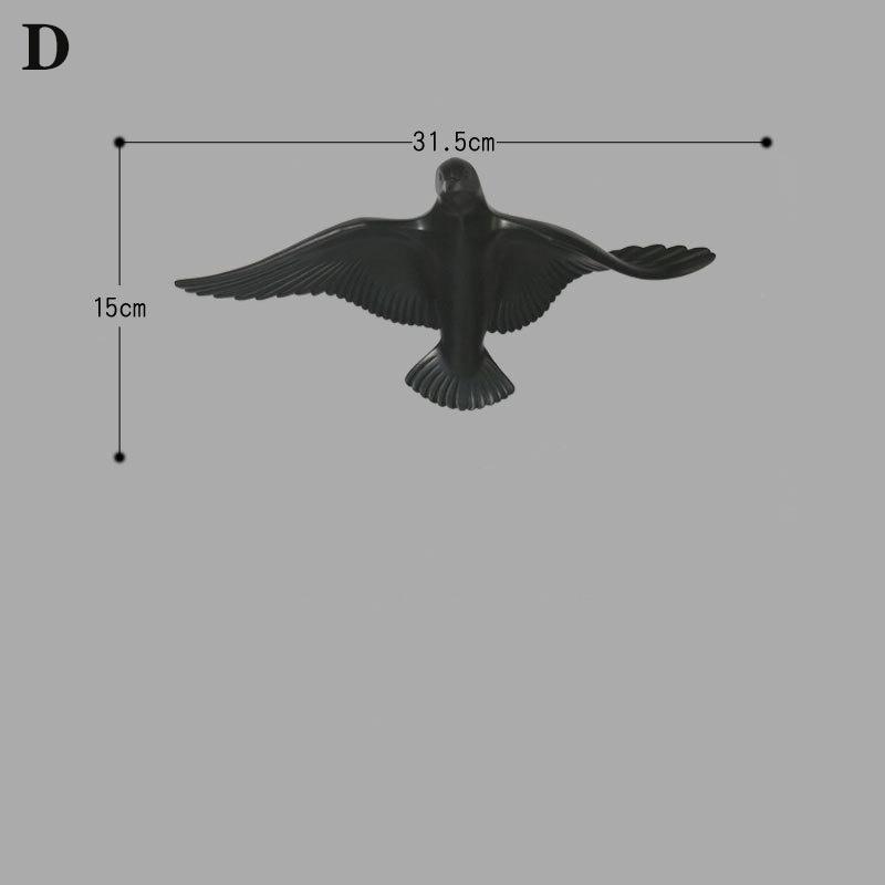 3D resin bird wall decorations three-dimensional wall stickers white gold bird statue living room TV sofa background wall art