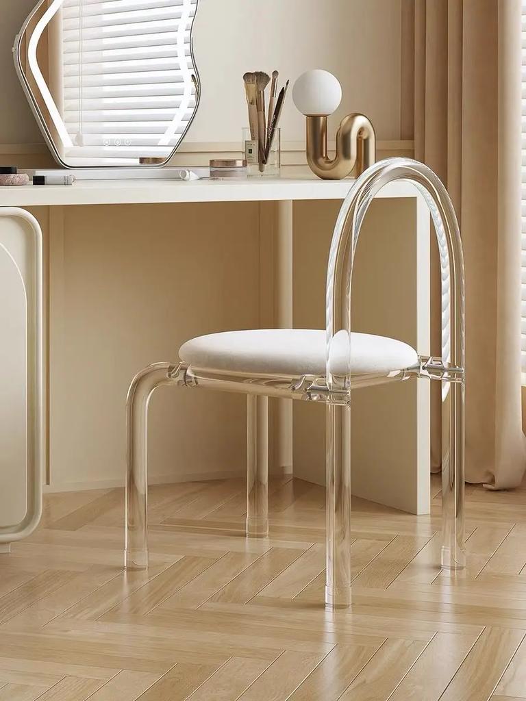 Transparent chair, crystal acrylic, modern light luxury backrest, internet famous makeup, simple Nordic white home dining chair