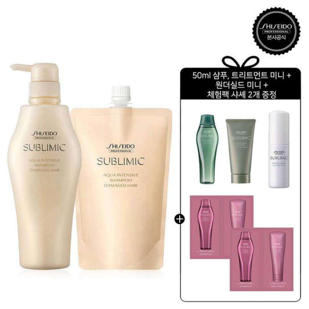 Shiseido Professional Aqua Intensive Shampoo For Damaged Hair 500ml + Refill 450 Single option