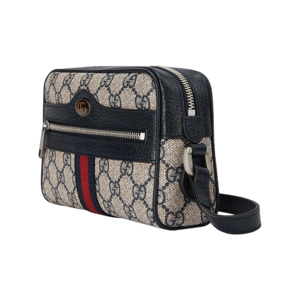 Gucci Ophidia GG Supreme Canvas Camera Bag Beige Navy Blue Web Stripe Daily Travel 517350-96IWN-4076