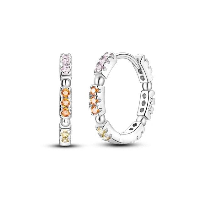 Новые серьги-кольца с двойным кольцом из серебра 925 пробы с цирконием — фото 21