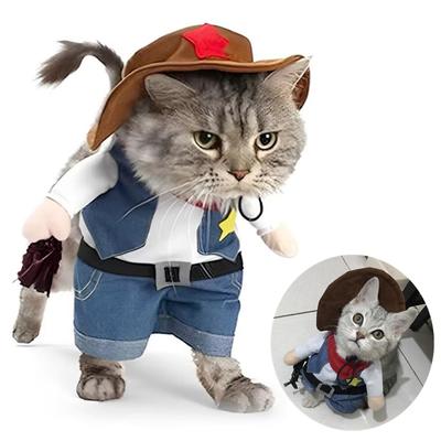 Kostým pro domácího mazlíčka psa kočku Kovbojské džíny Mikina trička Halloweenský kostým Kombinéza Oblečení pro štěně Zábavný kabát