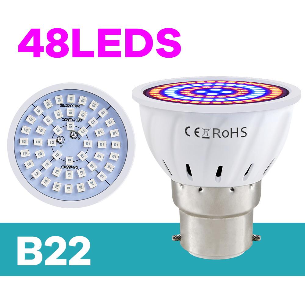 Plant Grow Light 220V LED Growth Bulb E27/E26 Full Spectrum GU10 Hydroponic B22 Seed Fill Lamp MR16 Succulent E14 Growing Lights